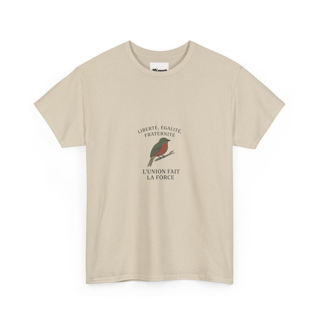 Robin Illustration Tee | French Text 'L'union Fait La Force'