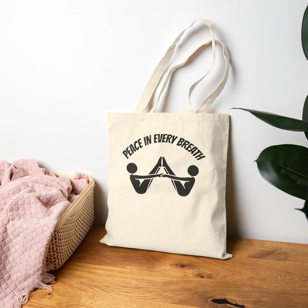 Yoga Flow Canvas Tote — "Flow Your Way" / "Peace in Every Breath" Eco Cotton Beach Bag