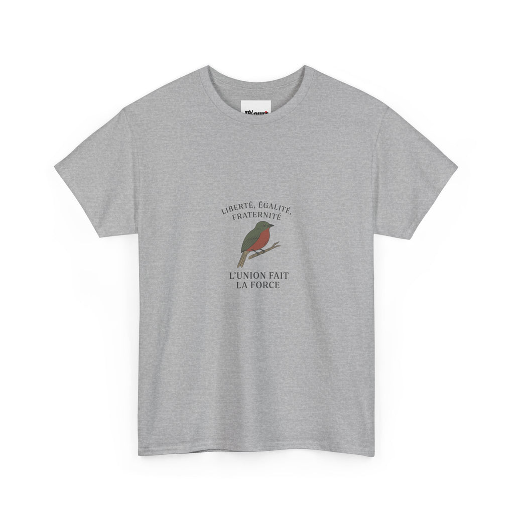 Robin Illustration Tee | French Text 'L'union Fait La Force'
