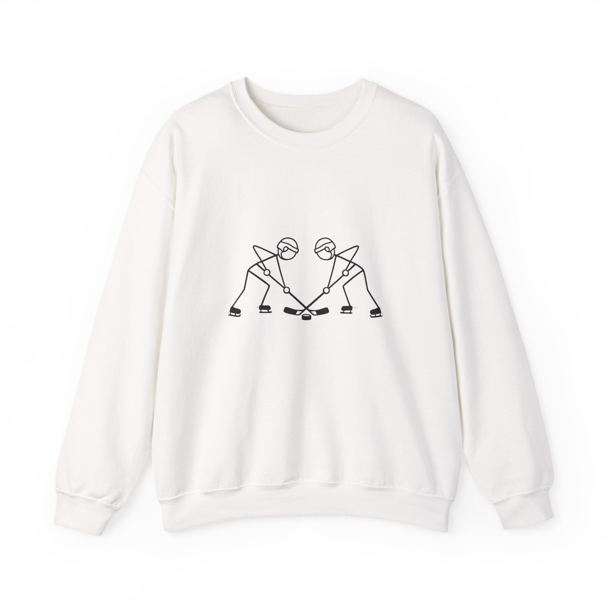 Minimal Line Art Hockey Players Crewneck Sweatshirt | Sports Graphic