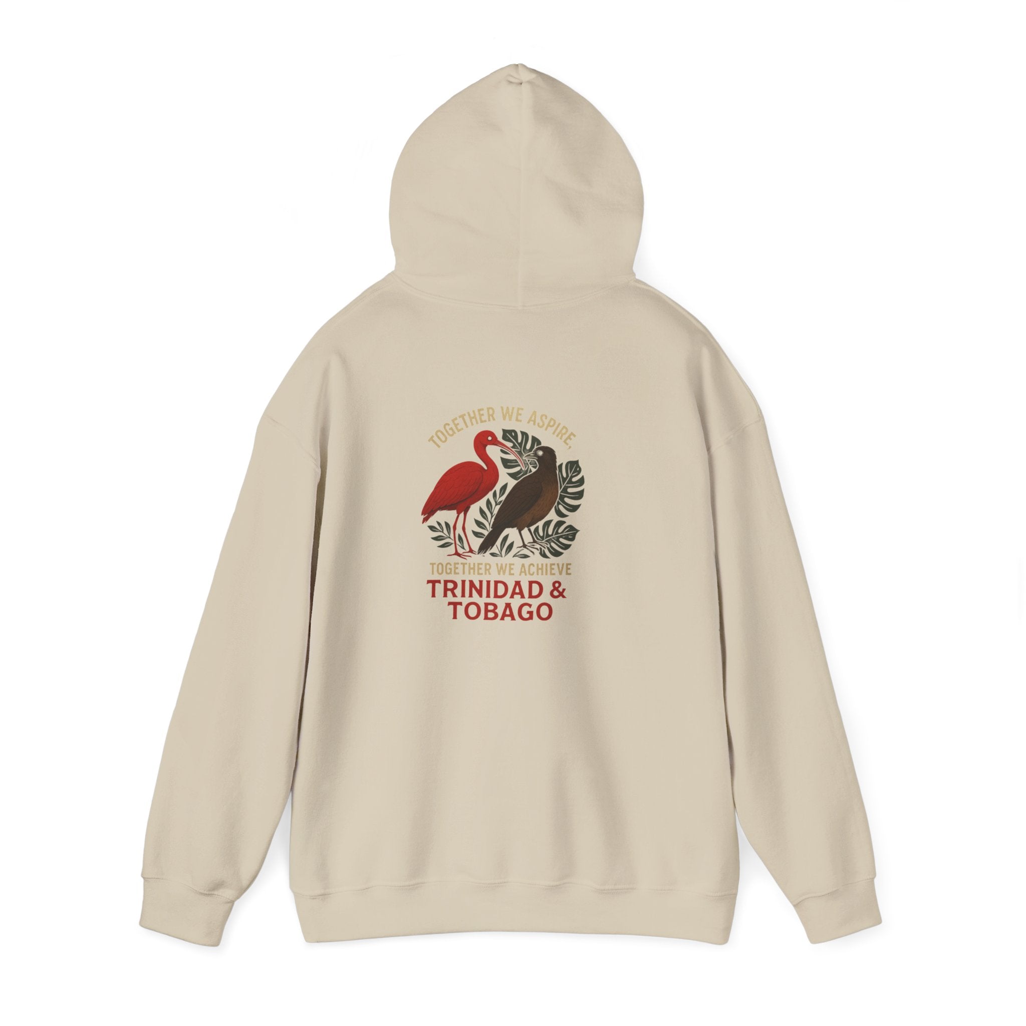 Trinidad & Tobago Heritage Hoodie — Together We Achieve Flamingo & Hummingbird Design