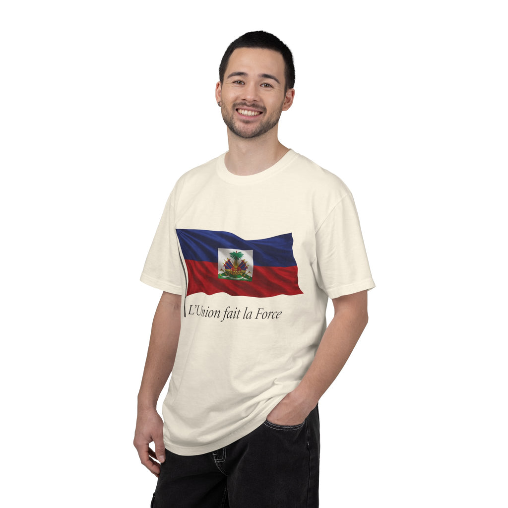 Haiti Flag T-Shirt — "L'Union fait la Force" Patriotic Tee