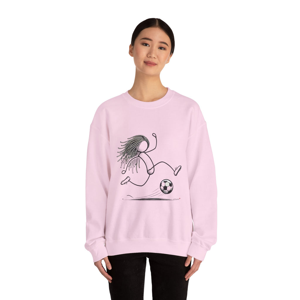 Dreadlock Soccer Unisex Heavy Blend™ Crewneck Sweatshirt Stick Figure Gift Soccer Football Fun