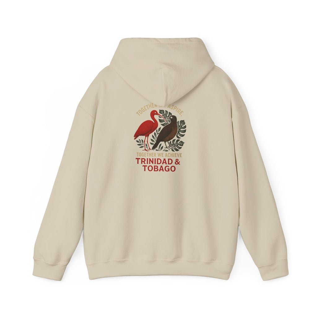 Trinidad & Tobago Heritage Hoodie — Together We Achieve Flamingo & Hummingbird Design