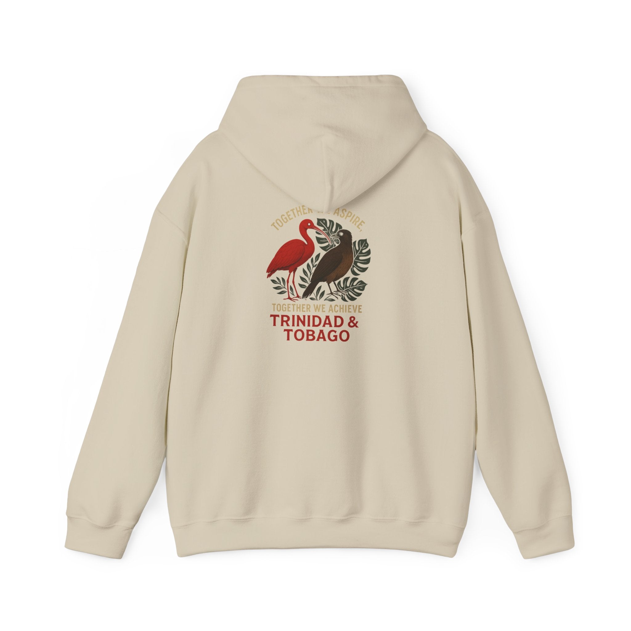 Trinidad & Tobago Heritage Hoodie — Together We Achieve Flamingo & Hummingbird Design