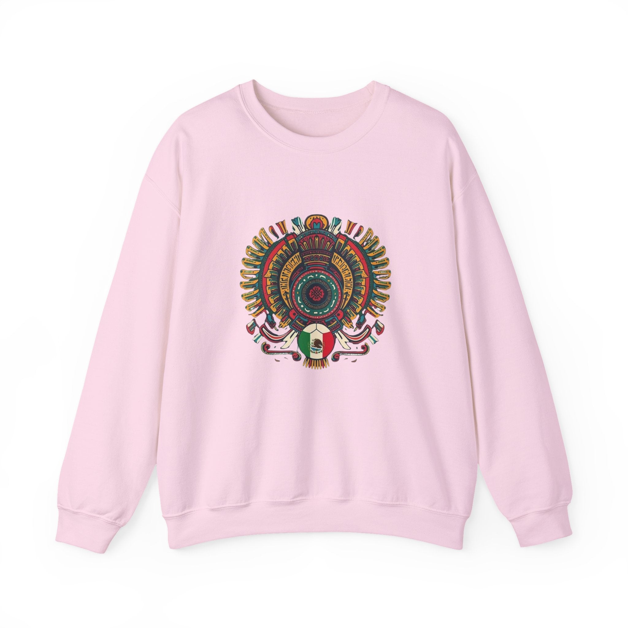 Aztec Skull Crewneck Sweatshirt – Colorful Tribal Headdress Design Mexico