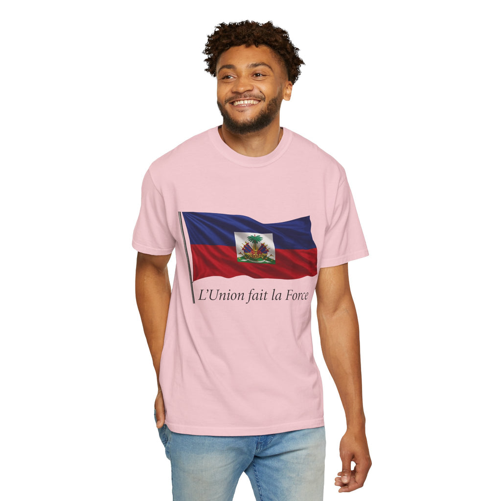 Haiti Flag T-Shirt — "L'Union fait la Force" Patriotic Tee