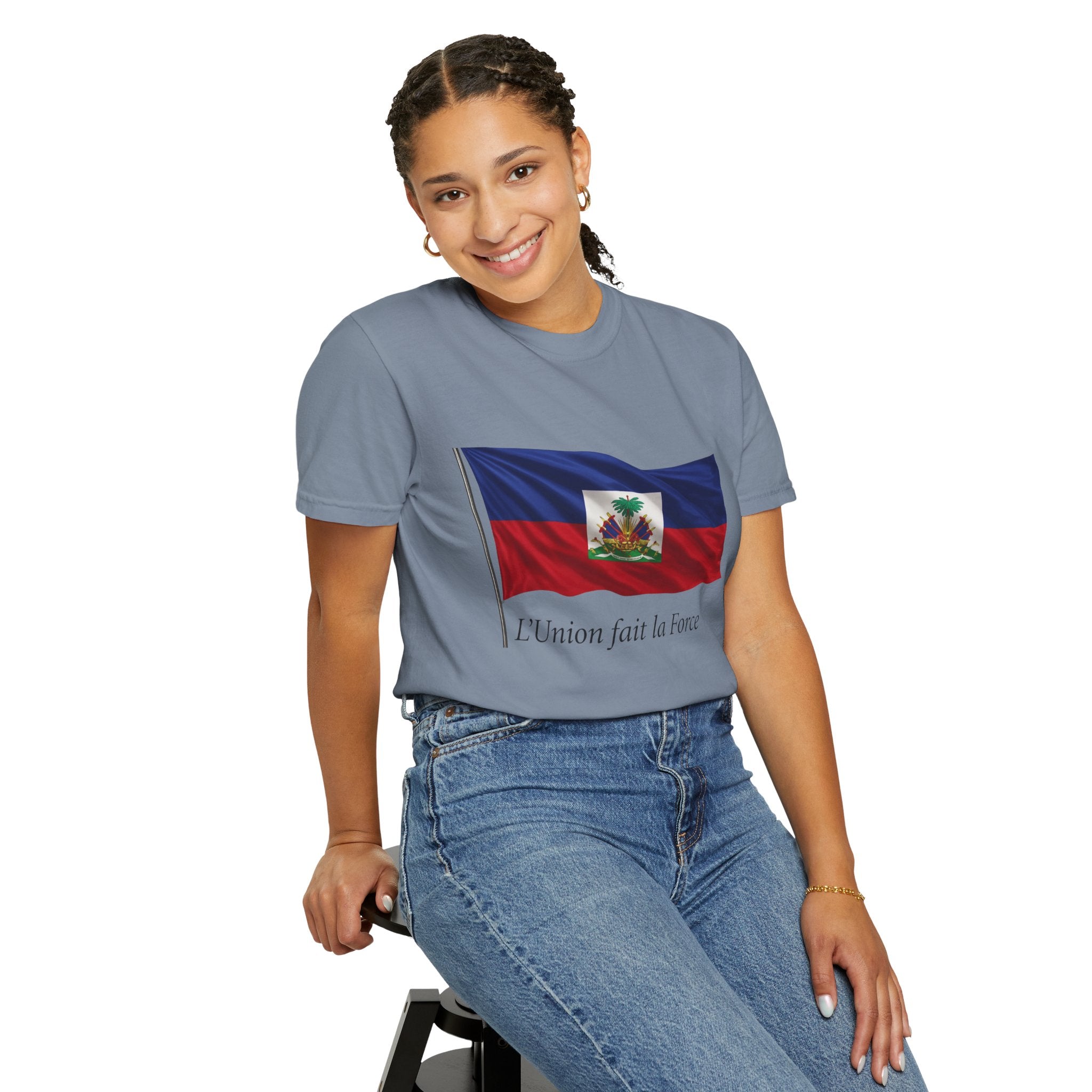 Haiti Flag T-Shirt — "L'Union fait la Force" Patriotic Tee