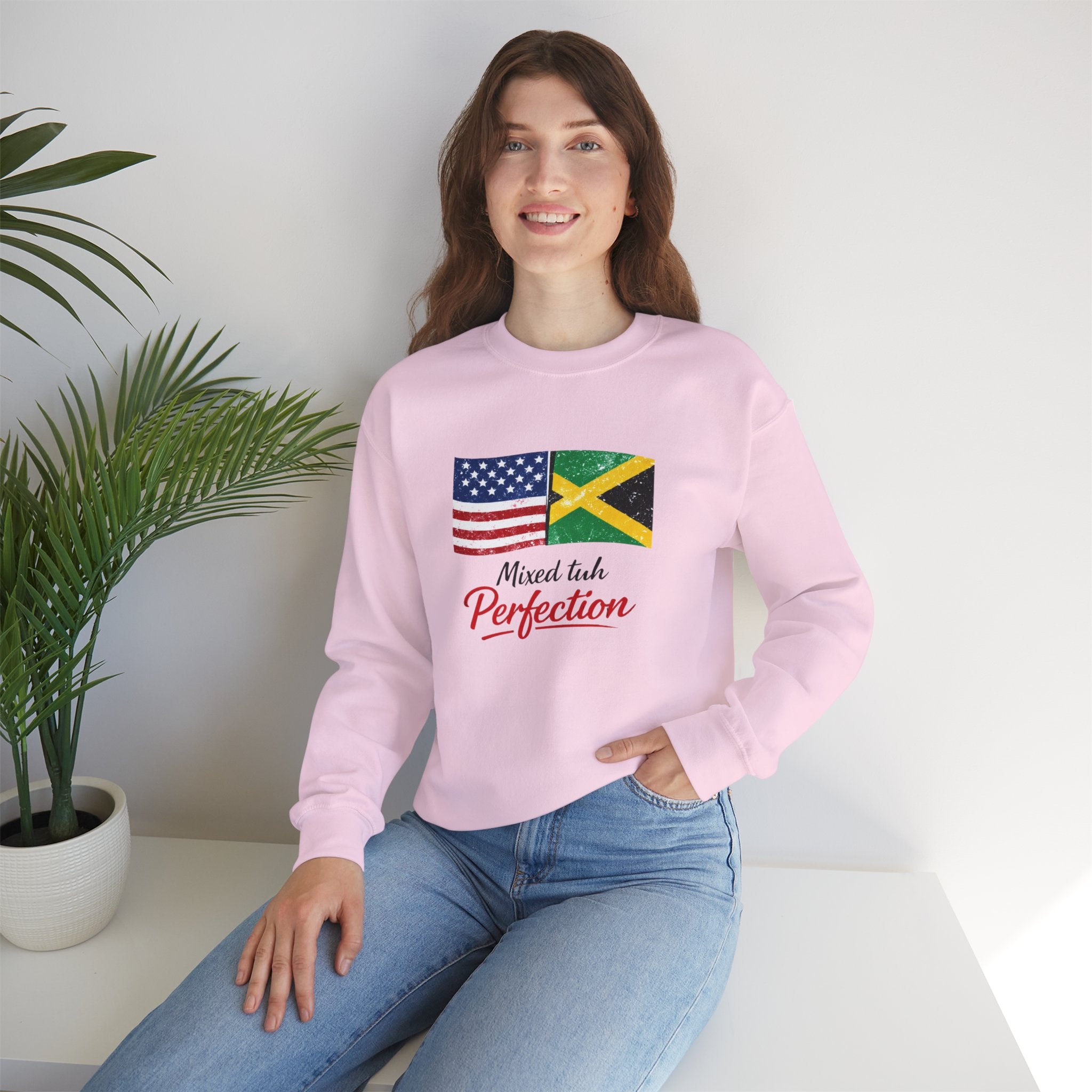 Mixed Tubh Perfection Sweatshirt — USA & Jamaica Flag Crewneck