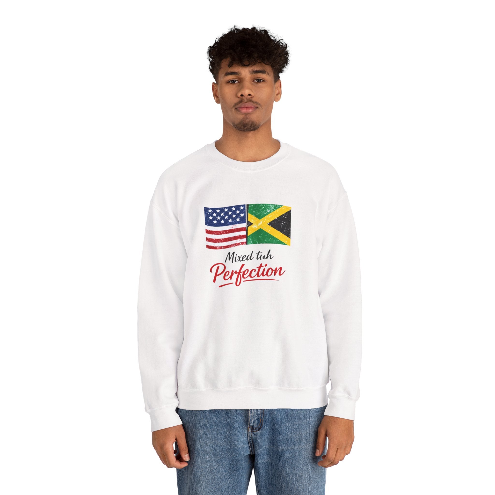 Mixed Tubh Perfection Sweatshirt — USA & Jamaica Flag Crewneck