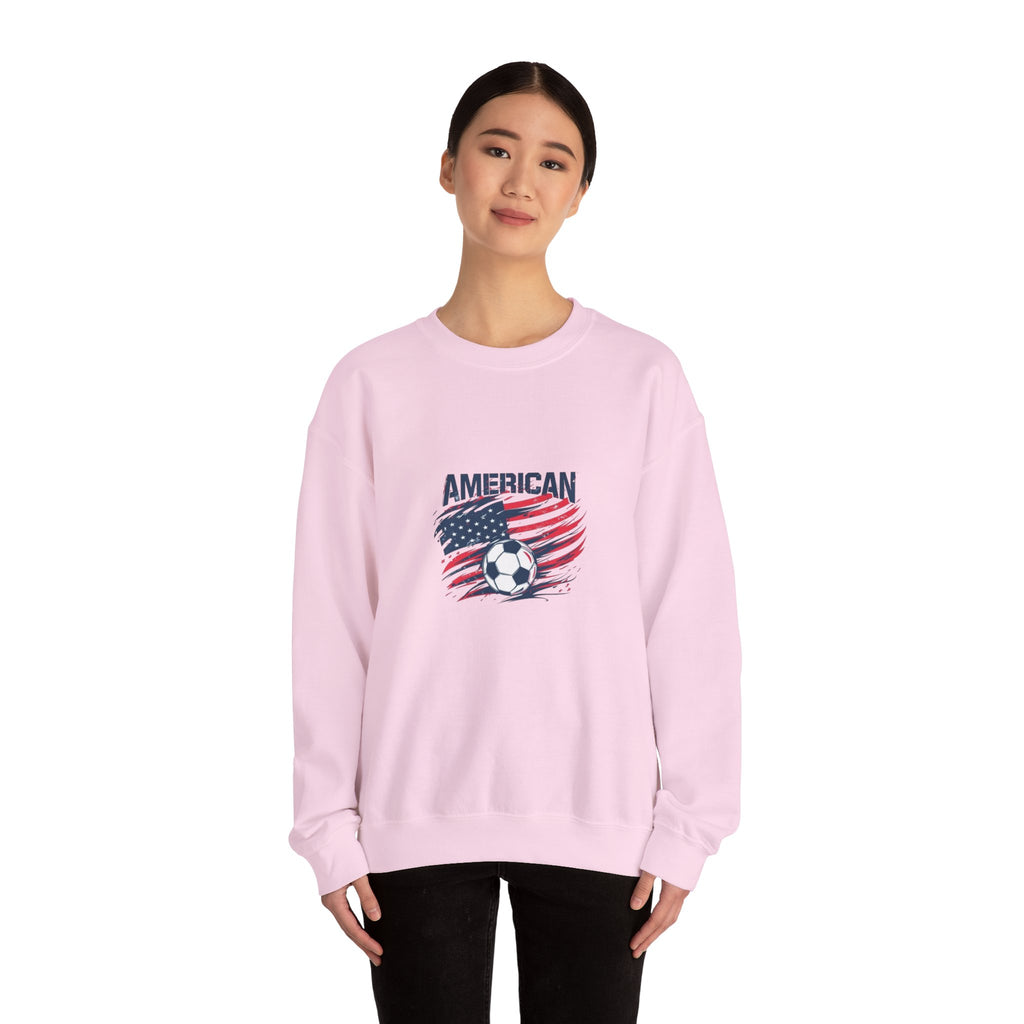 American Soccer Crewneck Sweatshirt — USA Flag & Soccer Ball Graphic