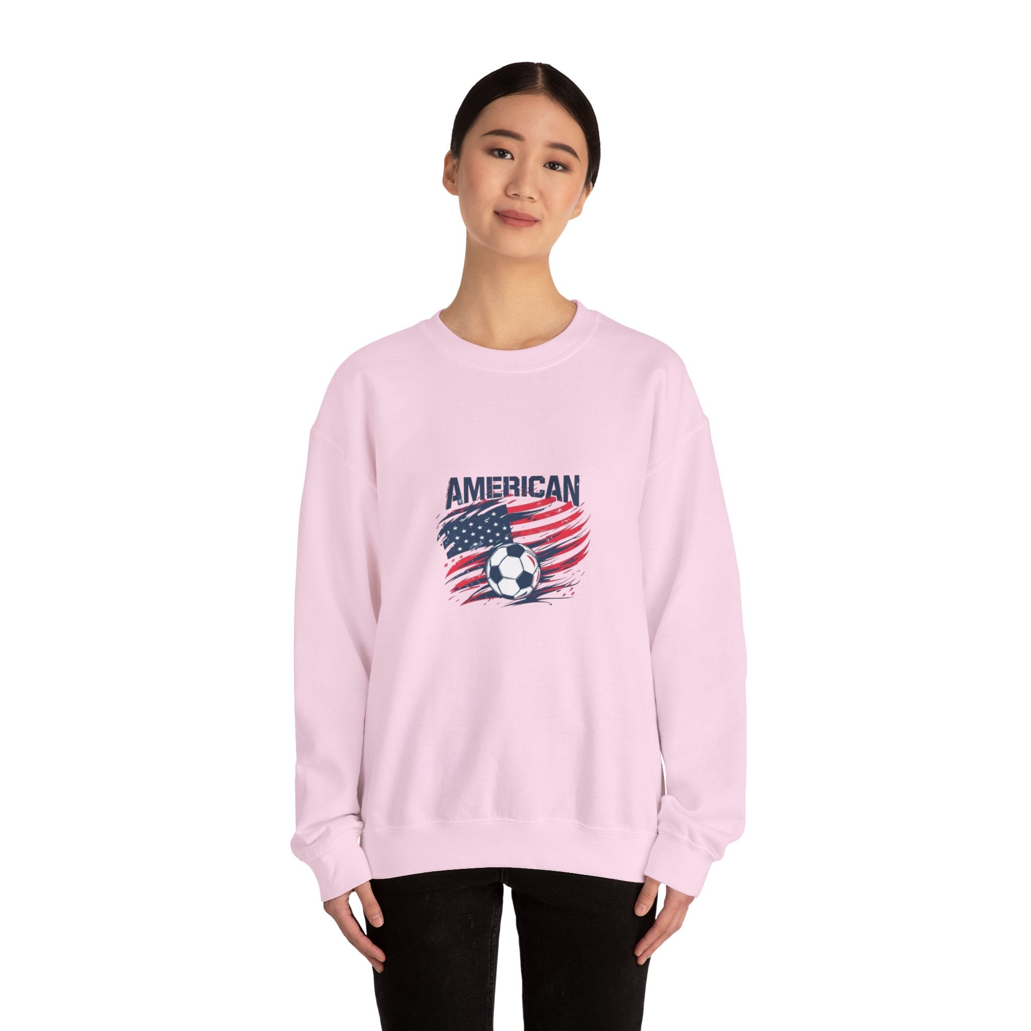 American Soccer Crewneck Sweatshirt — USA Flag & Soccer Ball Graphic
