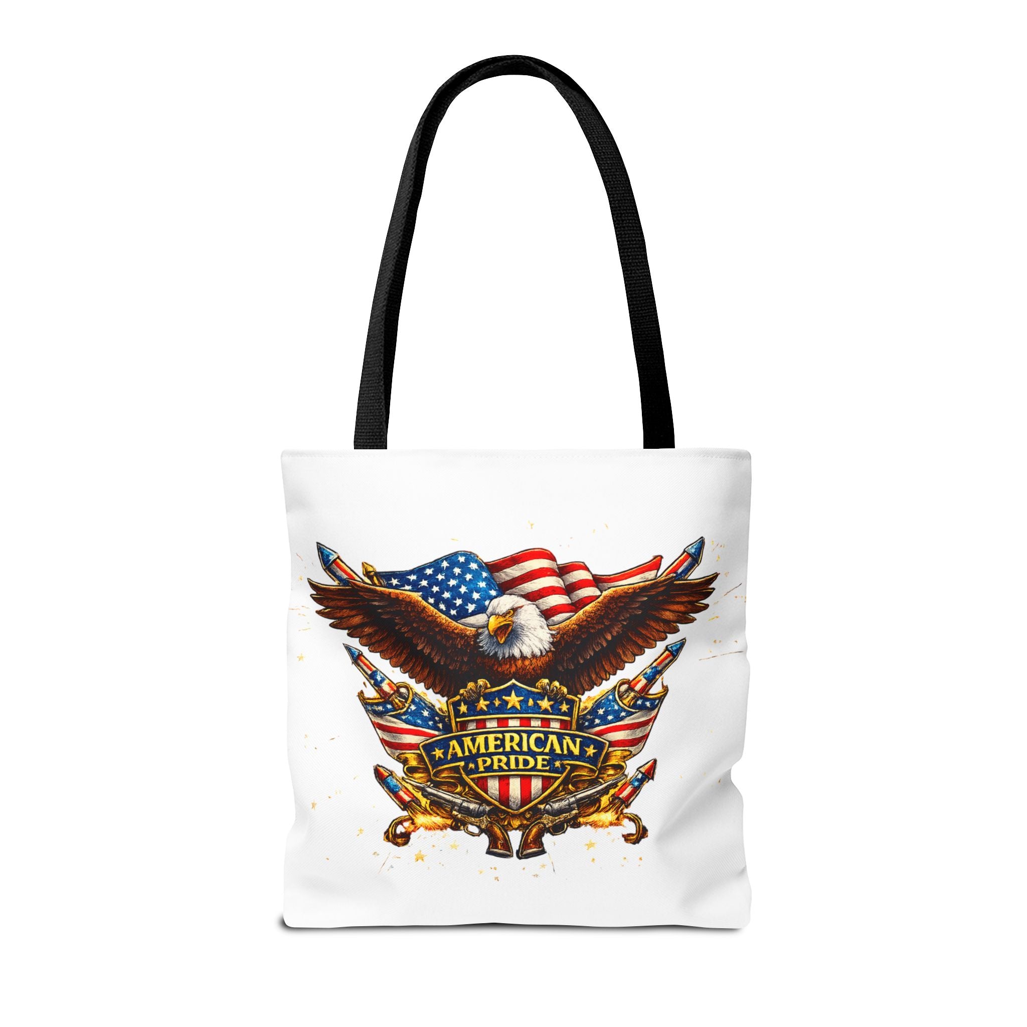Patriotic USA Tote Bag — American Pride Eagle & Flag All-Over Print