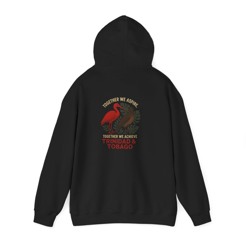 Trinidad & Tobago Heritage Hoodie — Together We Achieve Flamingo & Hummingbird Design