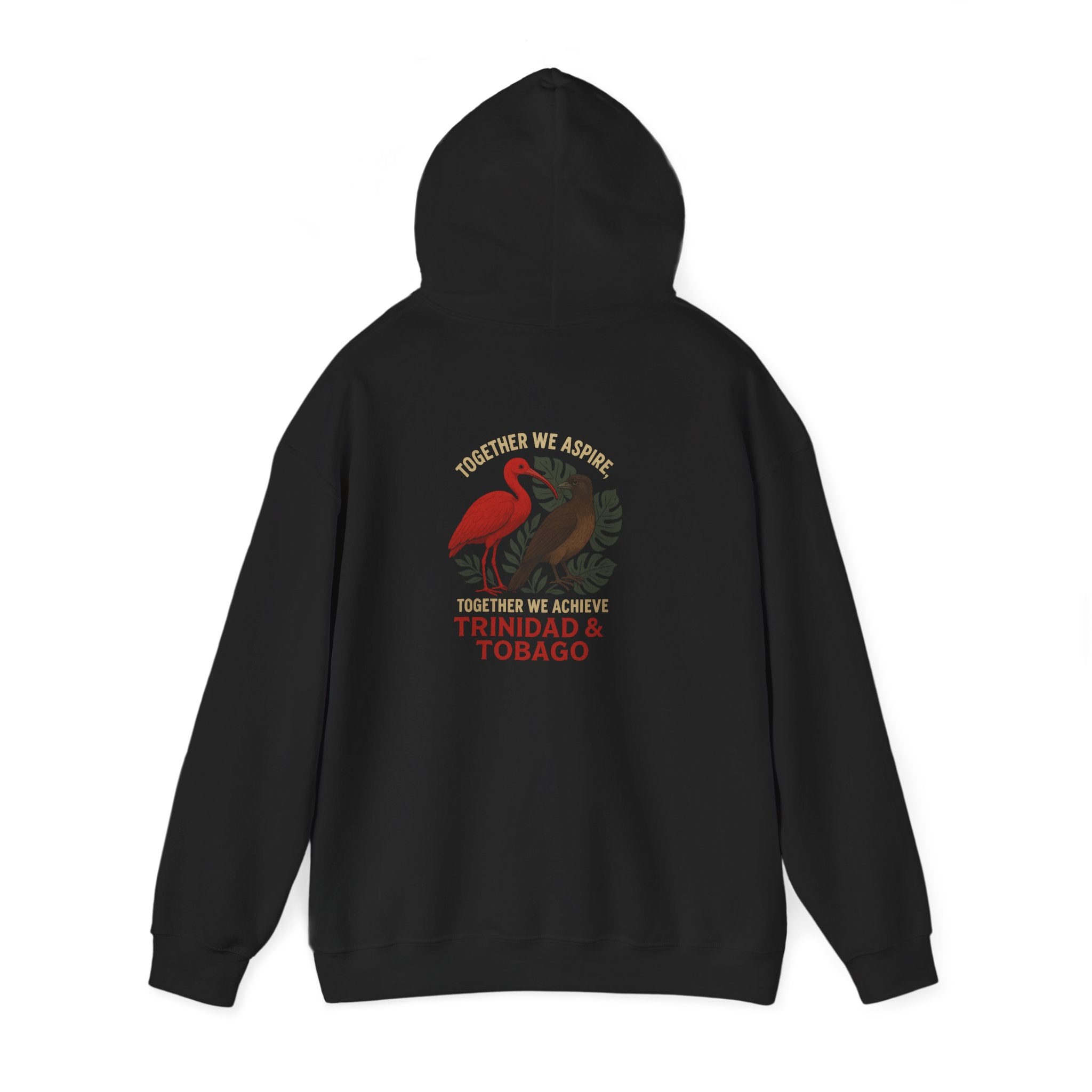 Trinidad & Tobago Heritage Hoodie — Together We Achieve Flamingo & Hummingbird Design