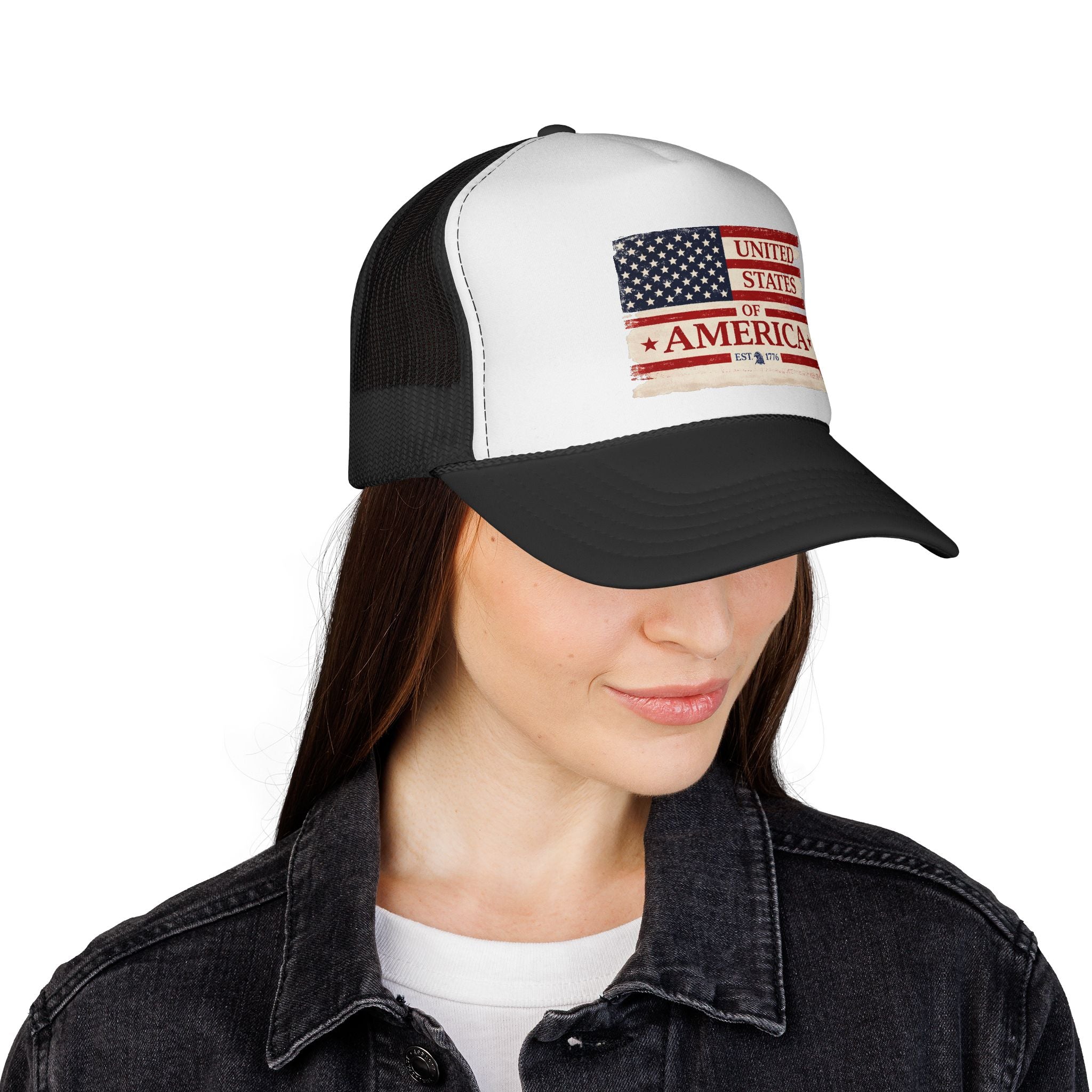 United States of America Flag Trucker Cap | Vintage American Flag Mesh Hat
