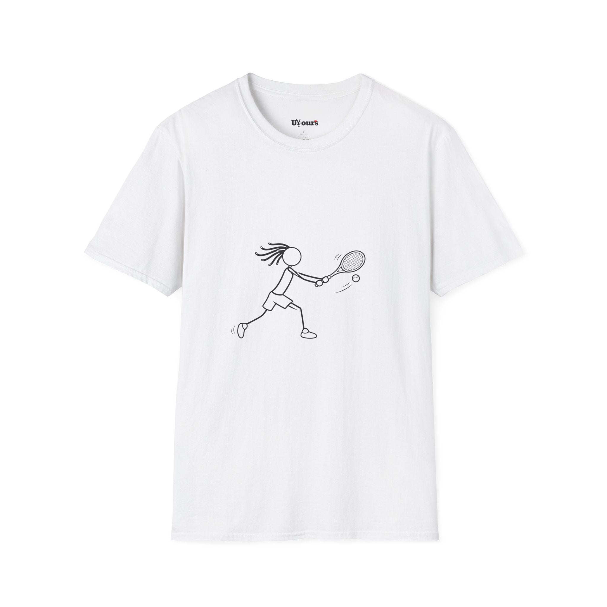 Stick Figure Girl Playing Tennis T-Shirt | Tennis Player Line Art