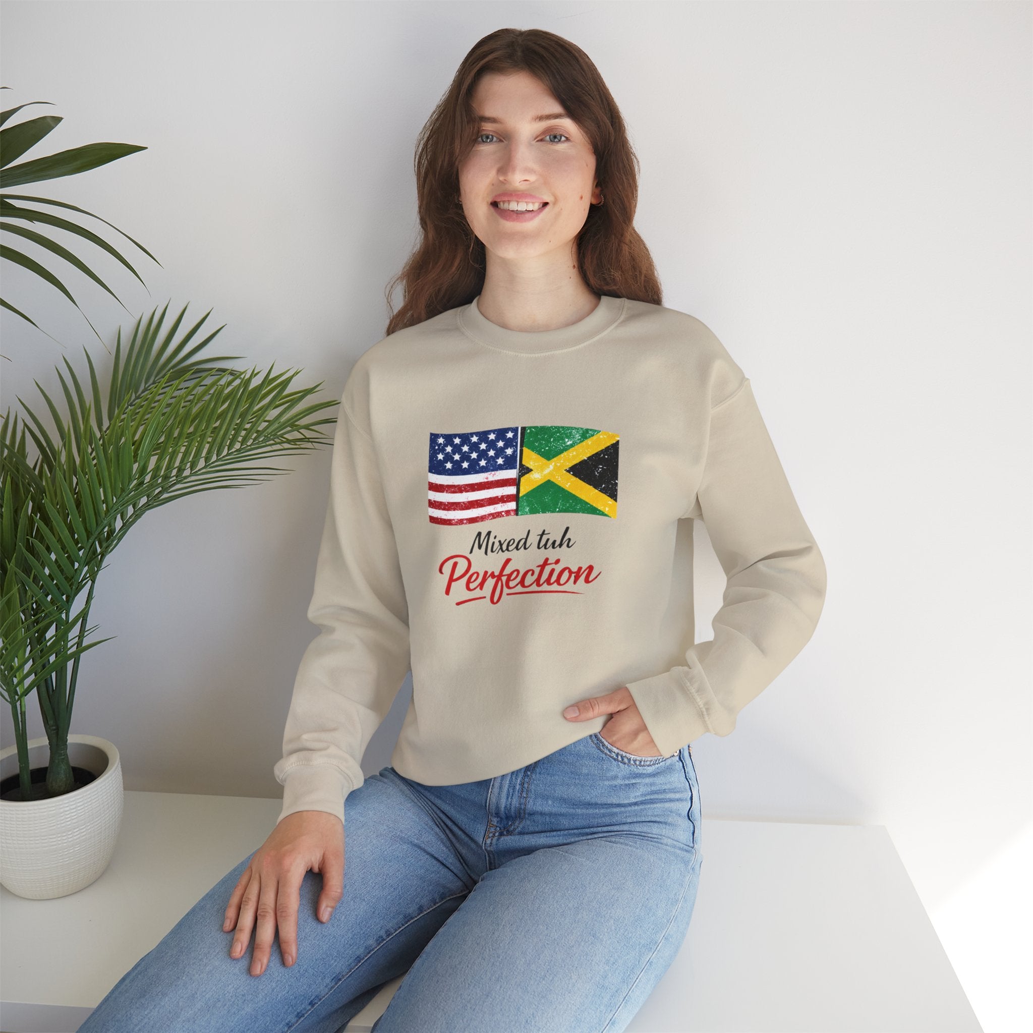 Mixed Tubh Perfection Sweatshirt — USA & Jamaica Flag Crewneck