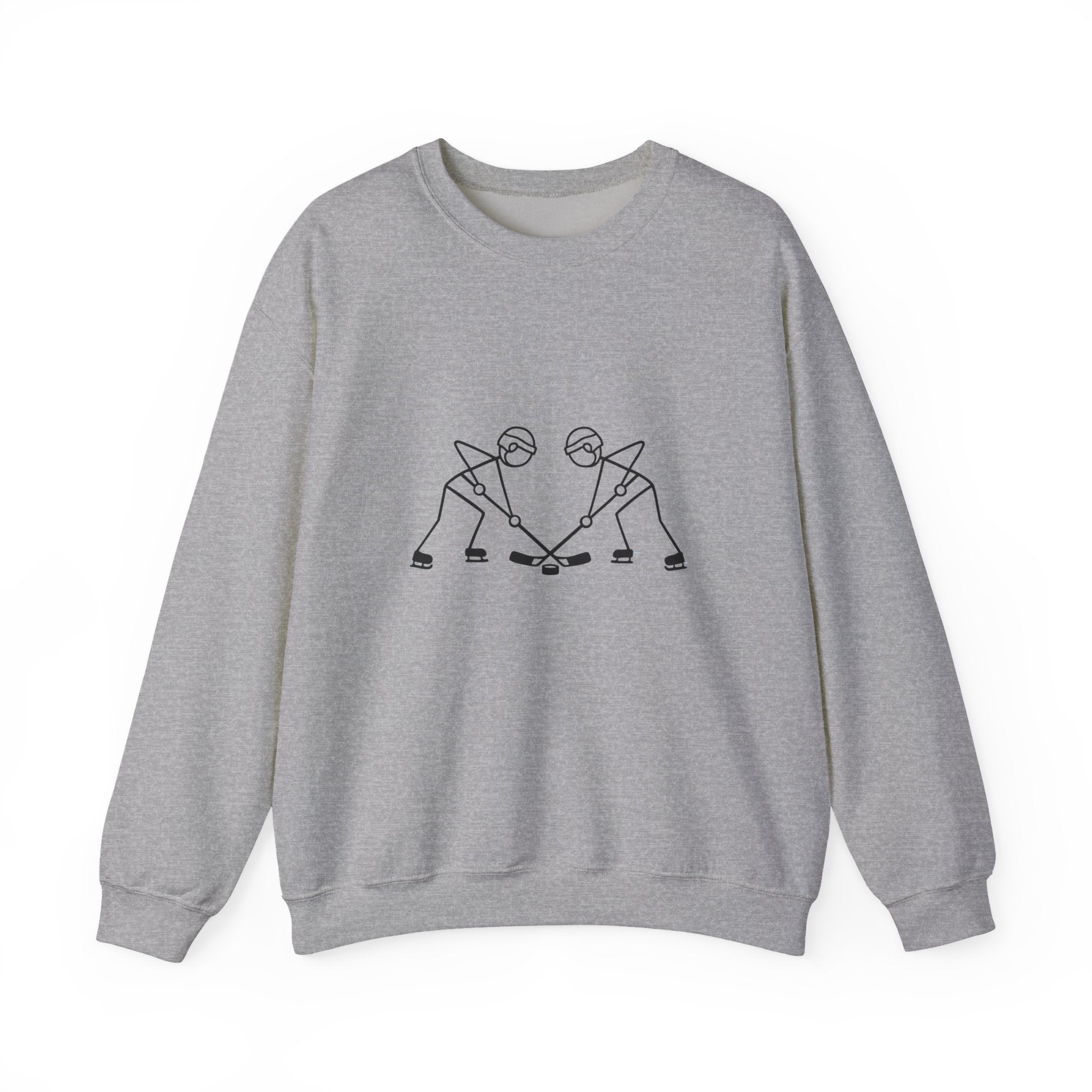 Minimal Line Art Hockey Players Crewneck Sweatshirt | Sports Graphic
