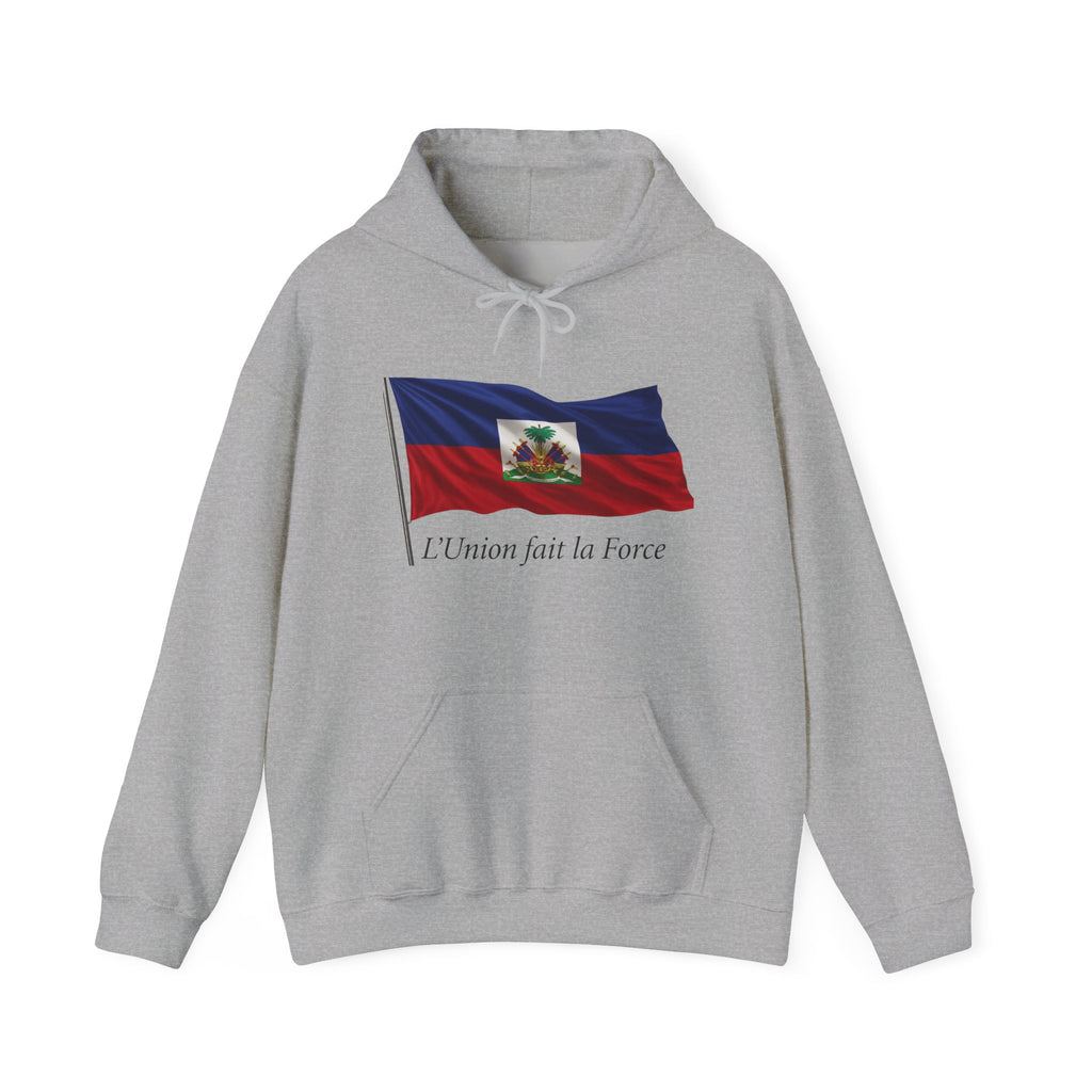 Haiti Flag Hoodie – "L'Union fait la Force" Pullover