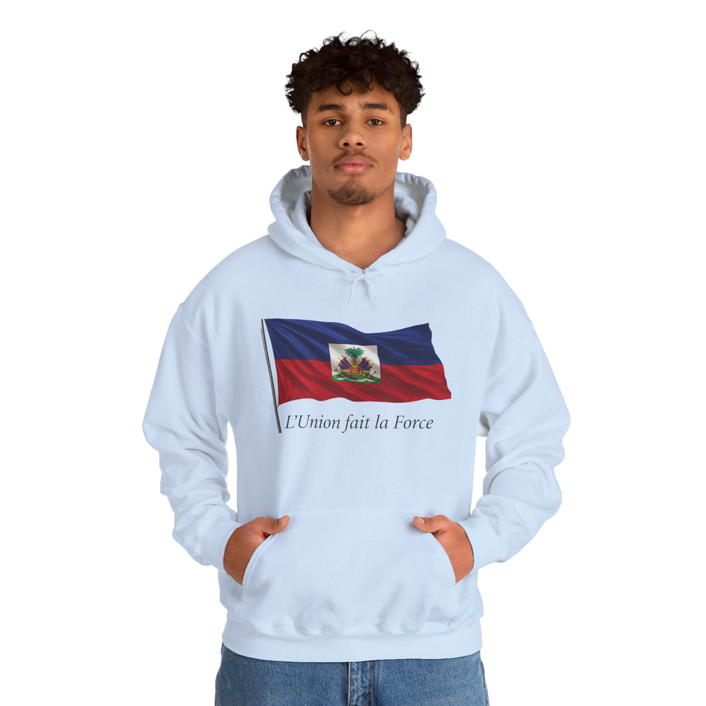 Haiti Flag Hoodie – "L'Union fait la Force" Pullover