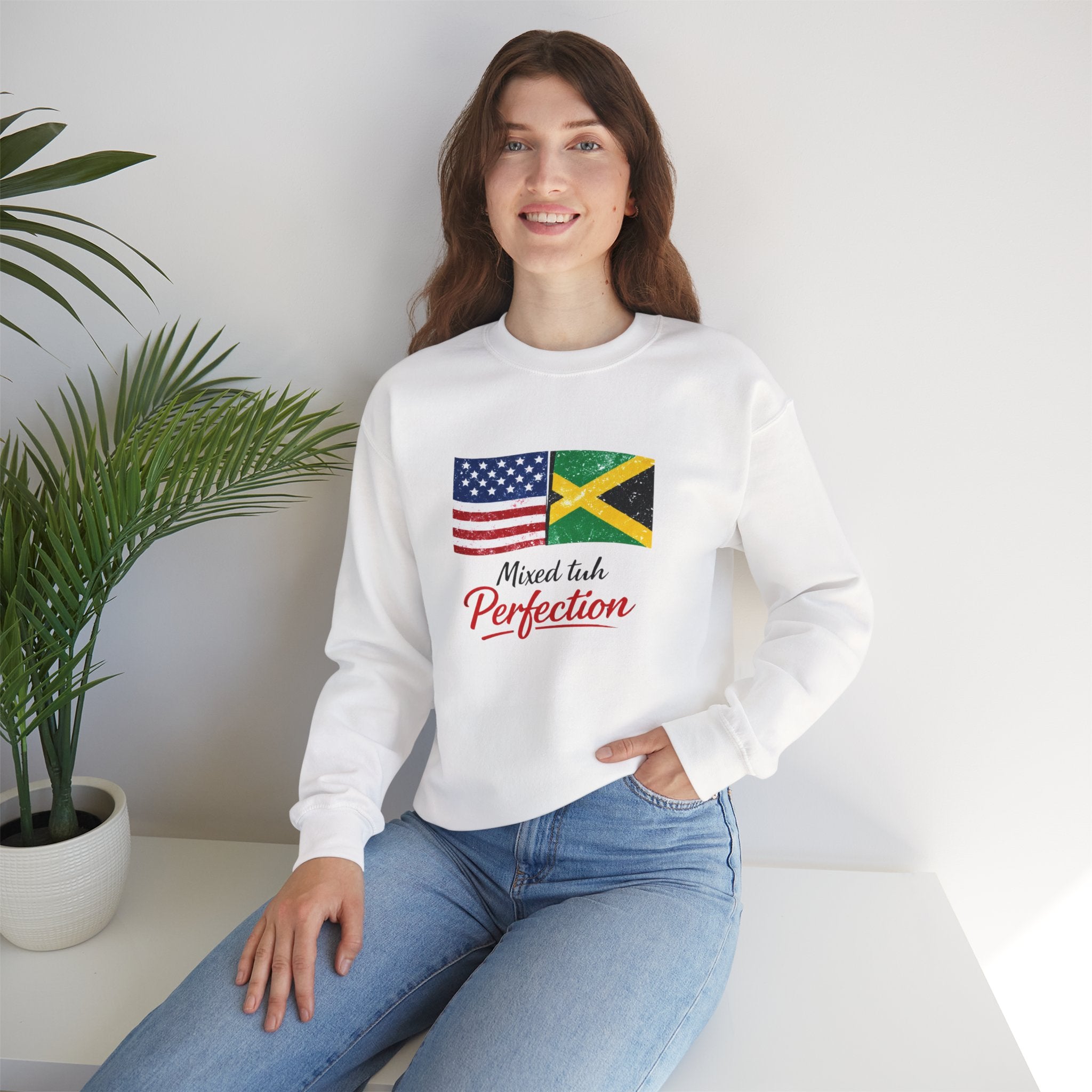 Mixed Tubh Perfection Sweatshirt — USA & Jamaica Flag Crewneck