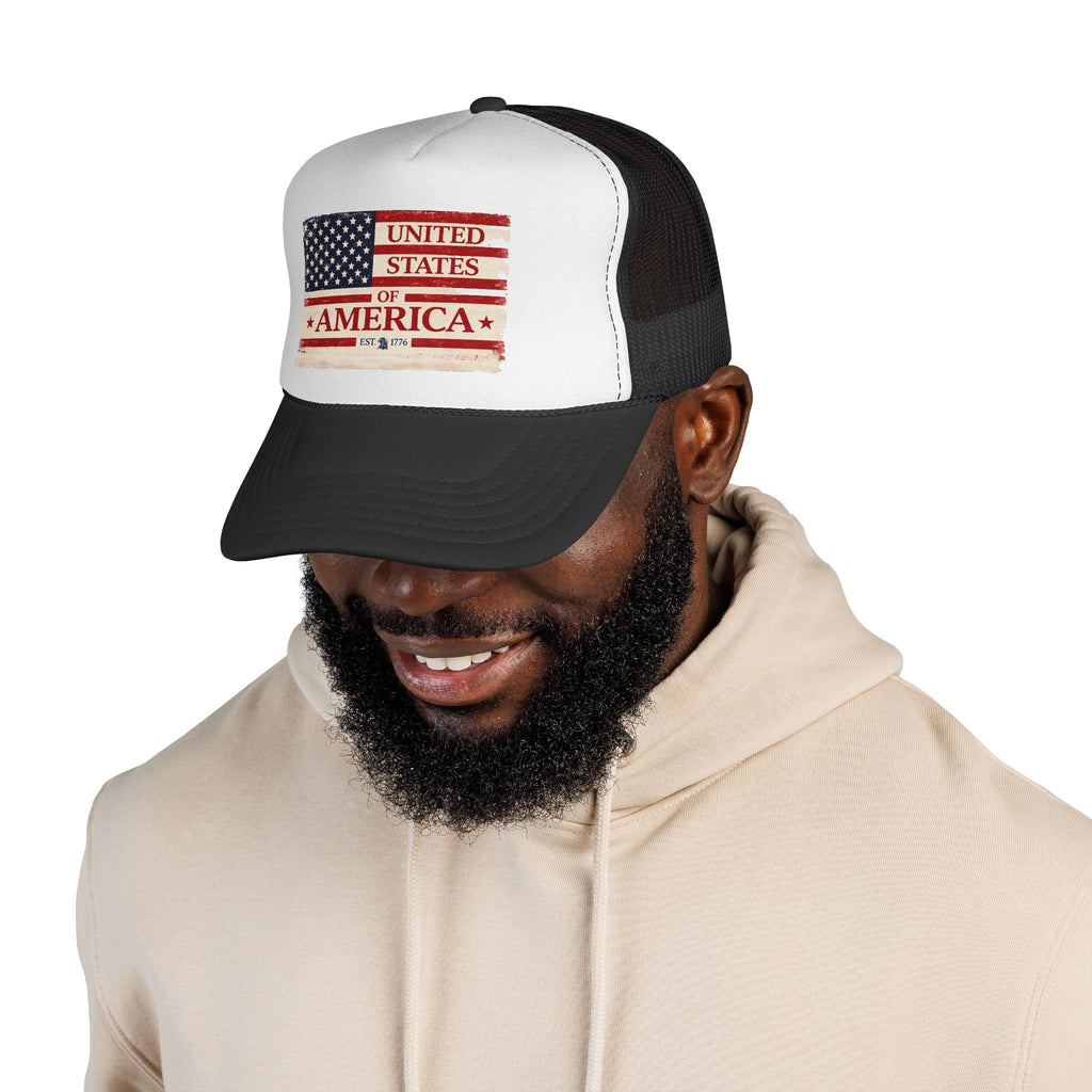 United States of America Flag Trucker Cap | Vintage American Flag Mesh Hat