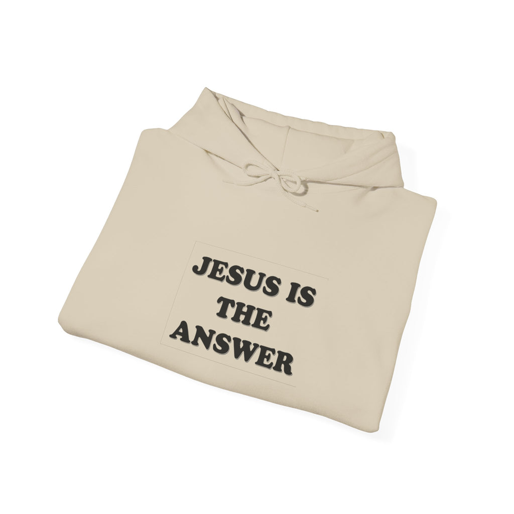 Jesus Is The Answer Hoodie - Unisex Heavy Blend Sweatshirt for Faith, Religious Gifts, Church Events, Comfortable Casual Wear