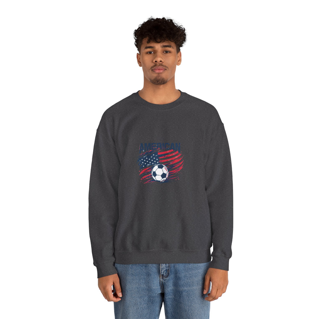 American Soccer Crewneck Sweatshirt — USA Flag & Soccer Ball Graphic