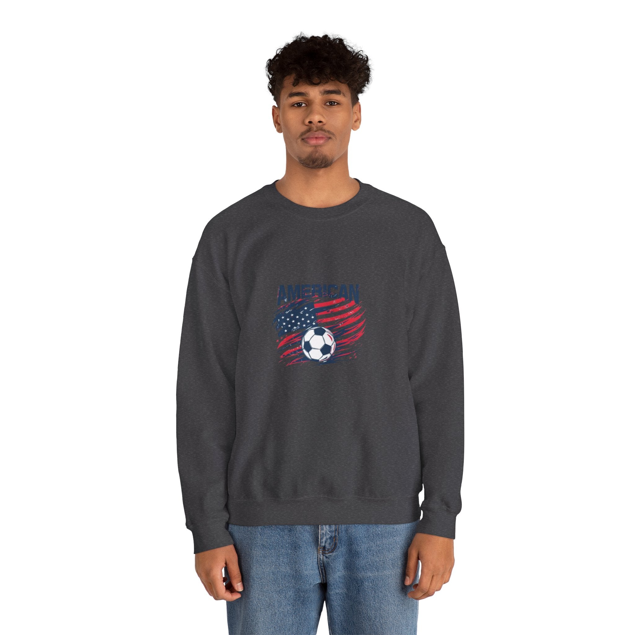 American Soccer Crewneck Sweatshirt — USA Flag & Soccer Ball Graphic