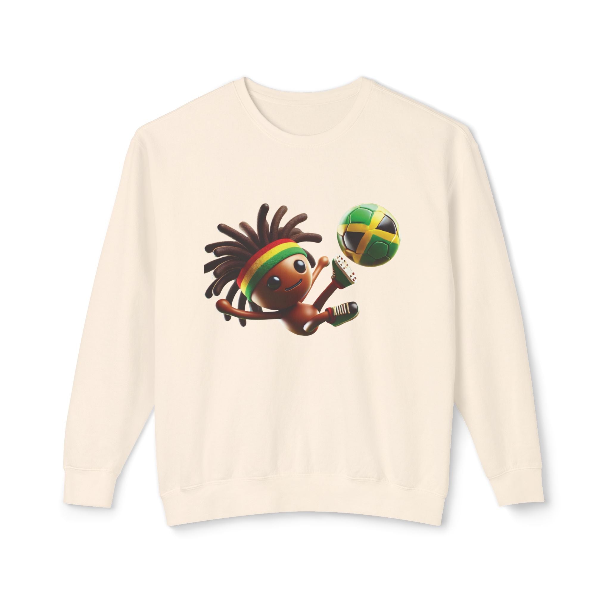 Unisex Lightweight Crewneck Sweatshirt Jamaica Soccer Dreadlocks