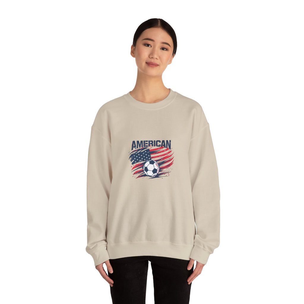 American Soccer Crewneck Sweatshirt — USA Flag & Soccer Ball Graphic
