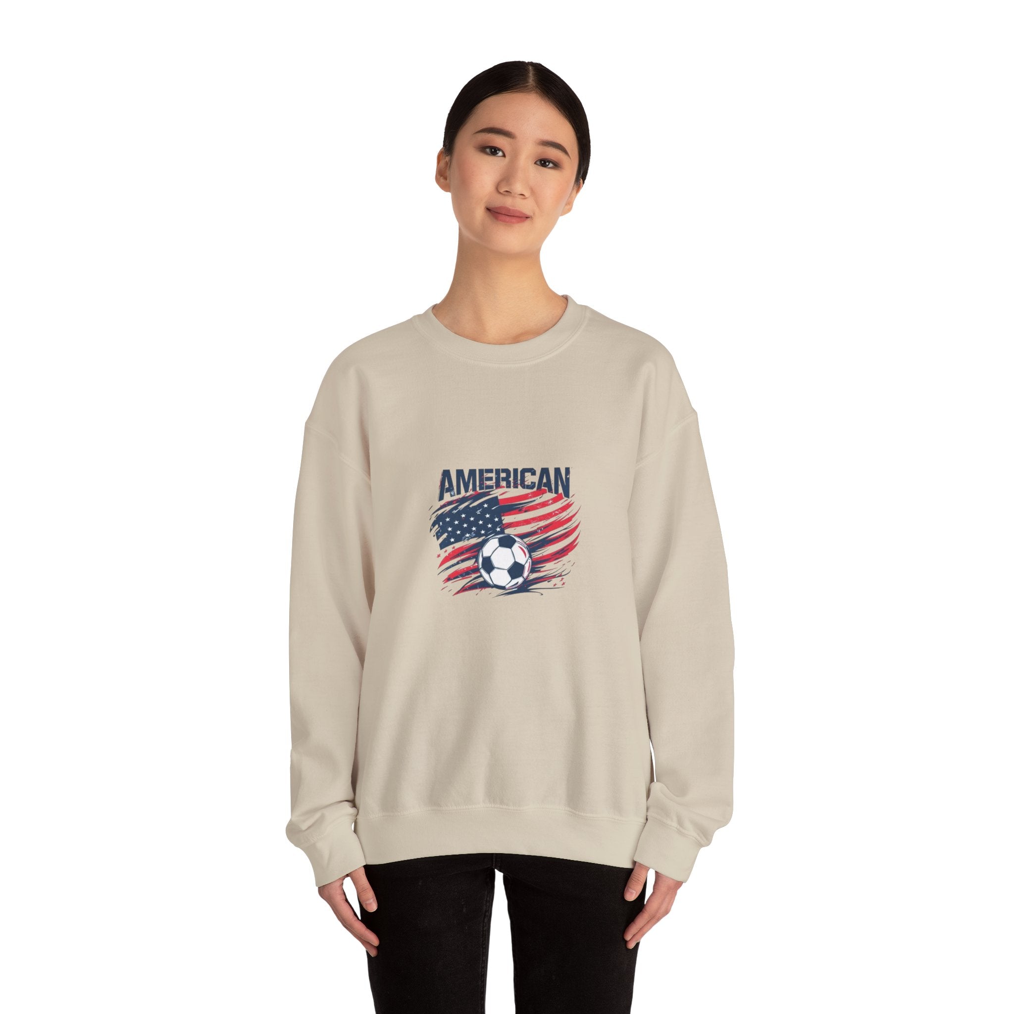 American Soccer Crewneck Sweatshirt — USA Flag & Soccer Ball Graphic