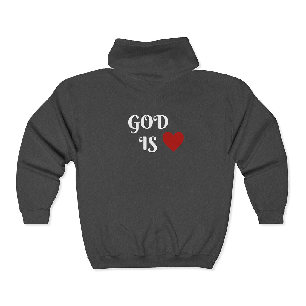 God is Love Zip Up Hoodie - Christian Faith Apparel, Religious Full Zip Sweatshirt, Inspirational Jacket, Christian Gift, Religious Clothing
