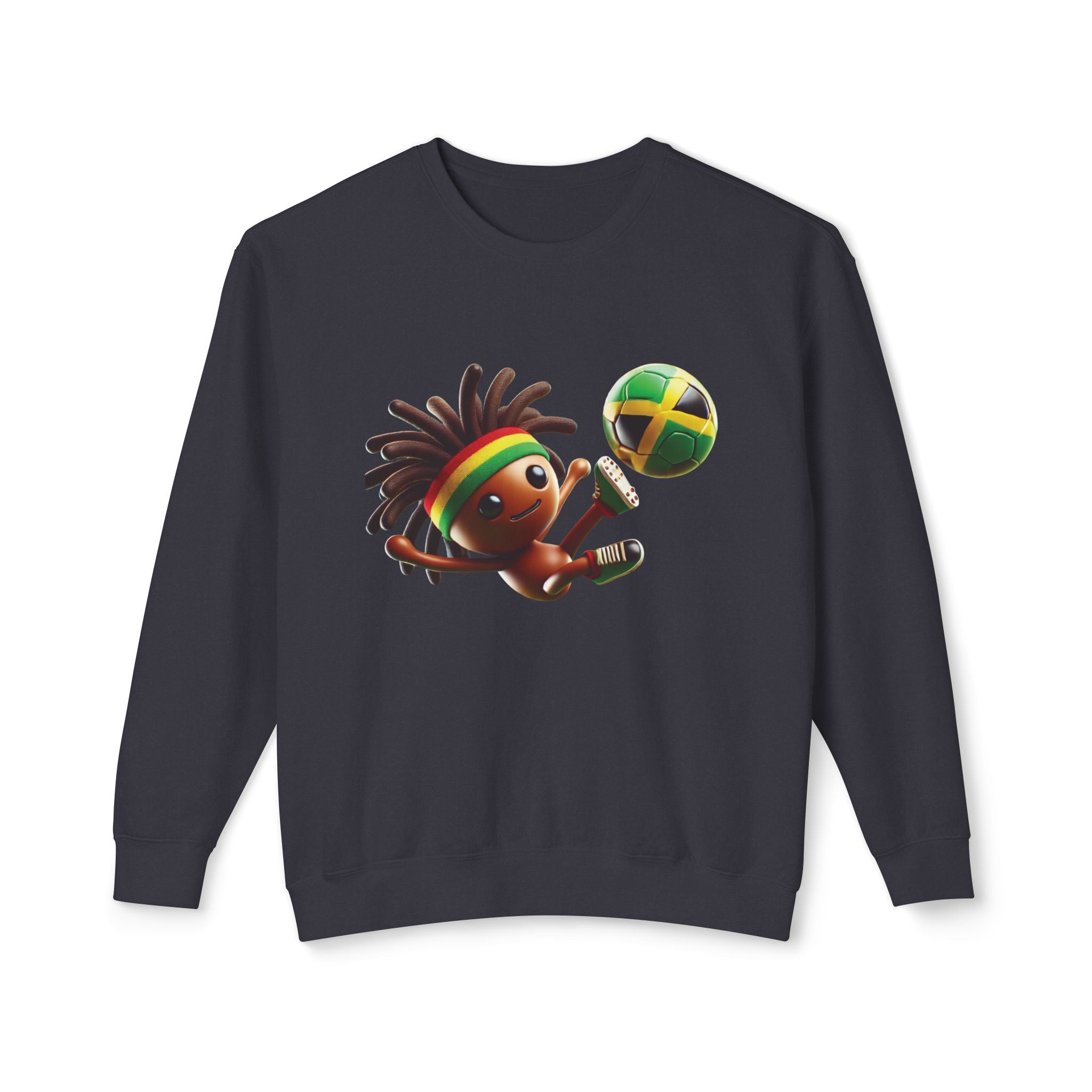 Unisex Lightweight Crewneck Sweatshirt Jamaica Soccer Dreadlocks