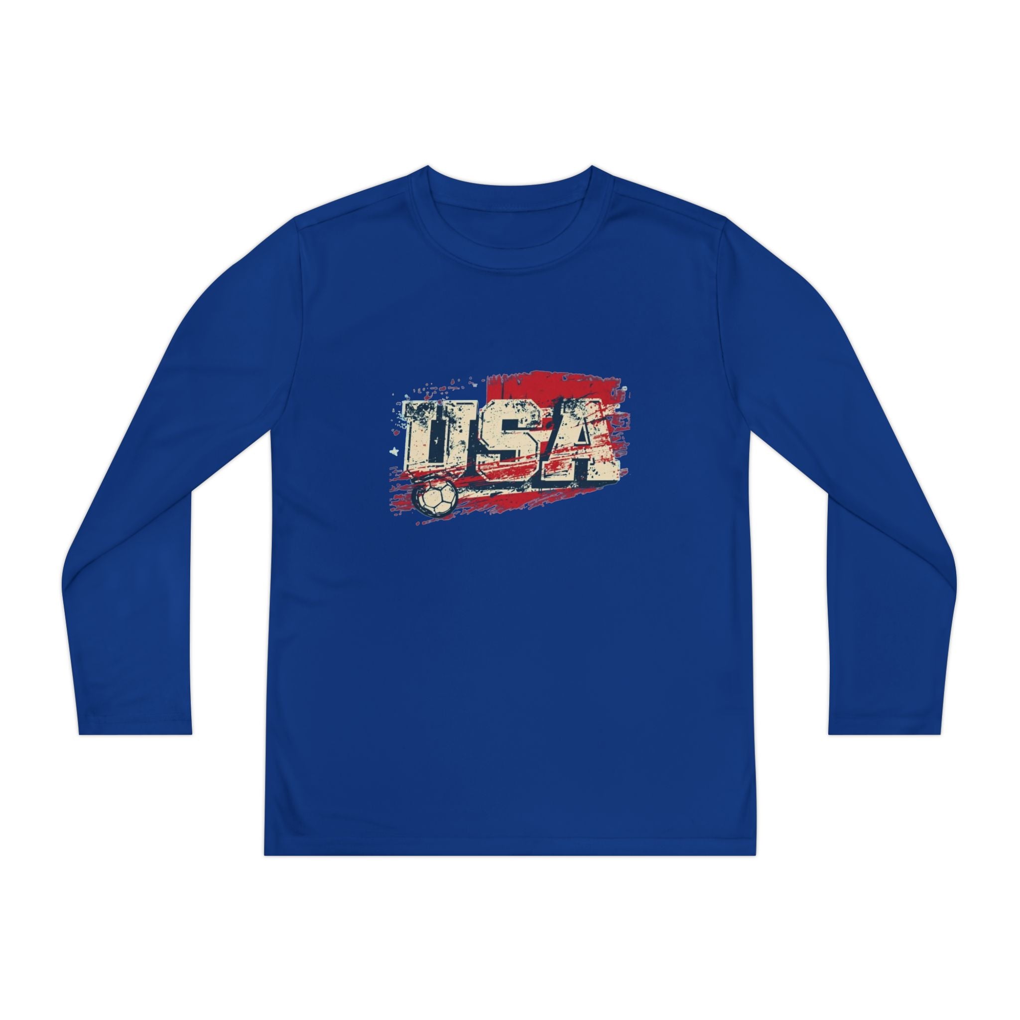 Youth Long Sleeve Tee - Vintage USA Flag Graphic