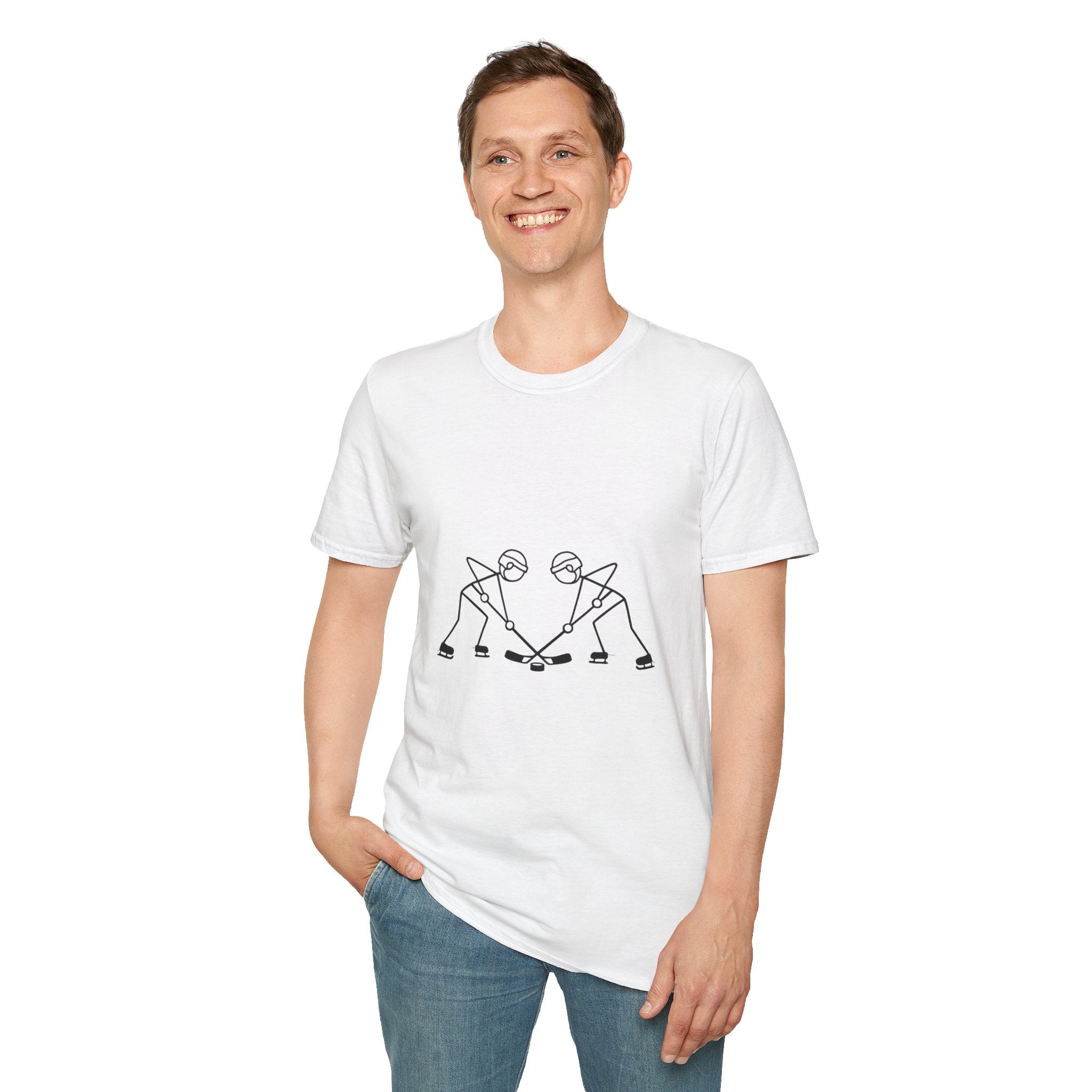 Stick Figure Hockey Faceoff T-Shirt | Minimal Sports Graphic