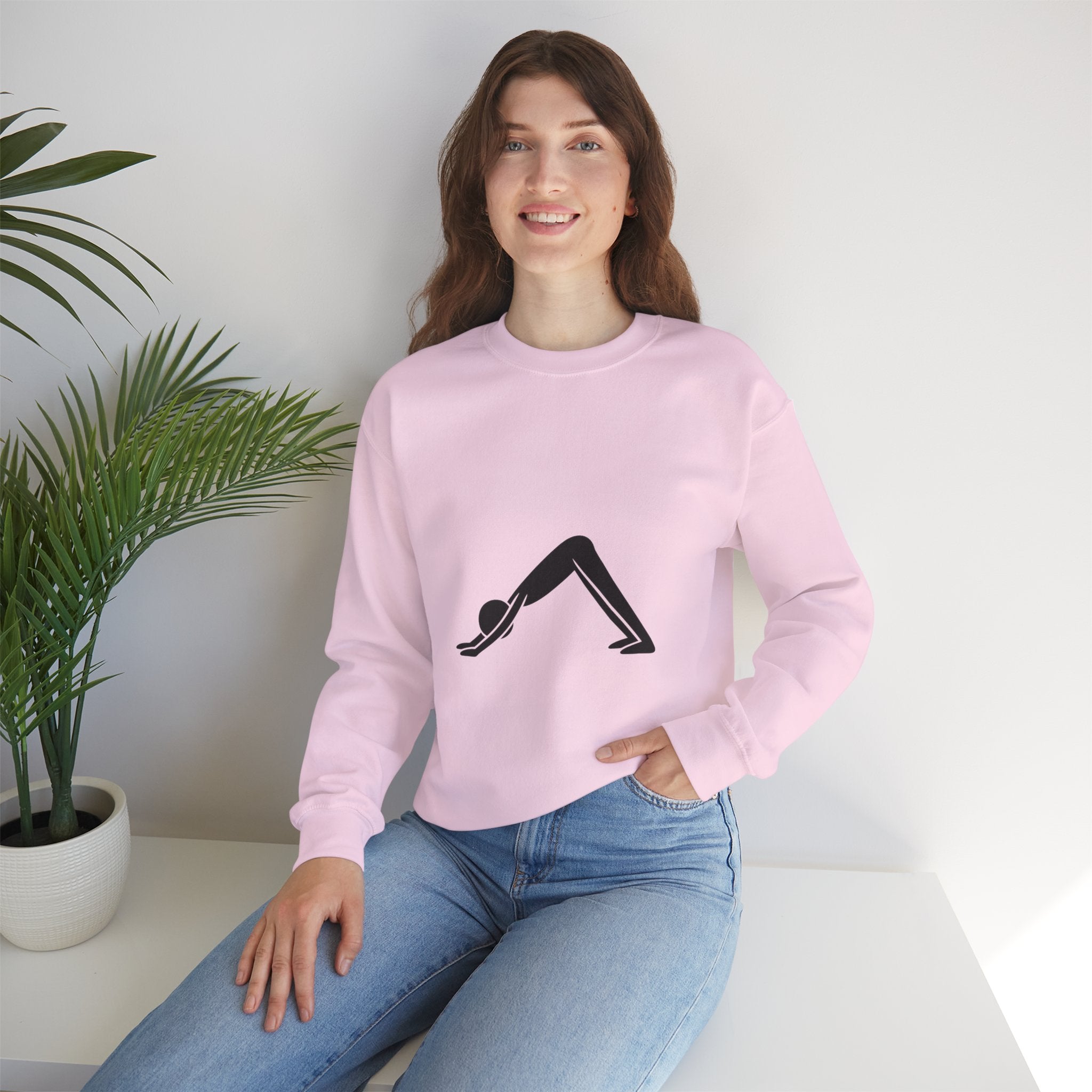 Yoga Downward Dog Crewneck Sweatshirt — Minimal Yoga Pose Pullover