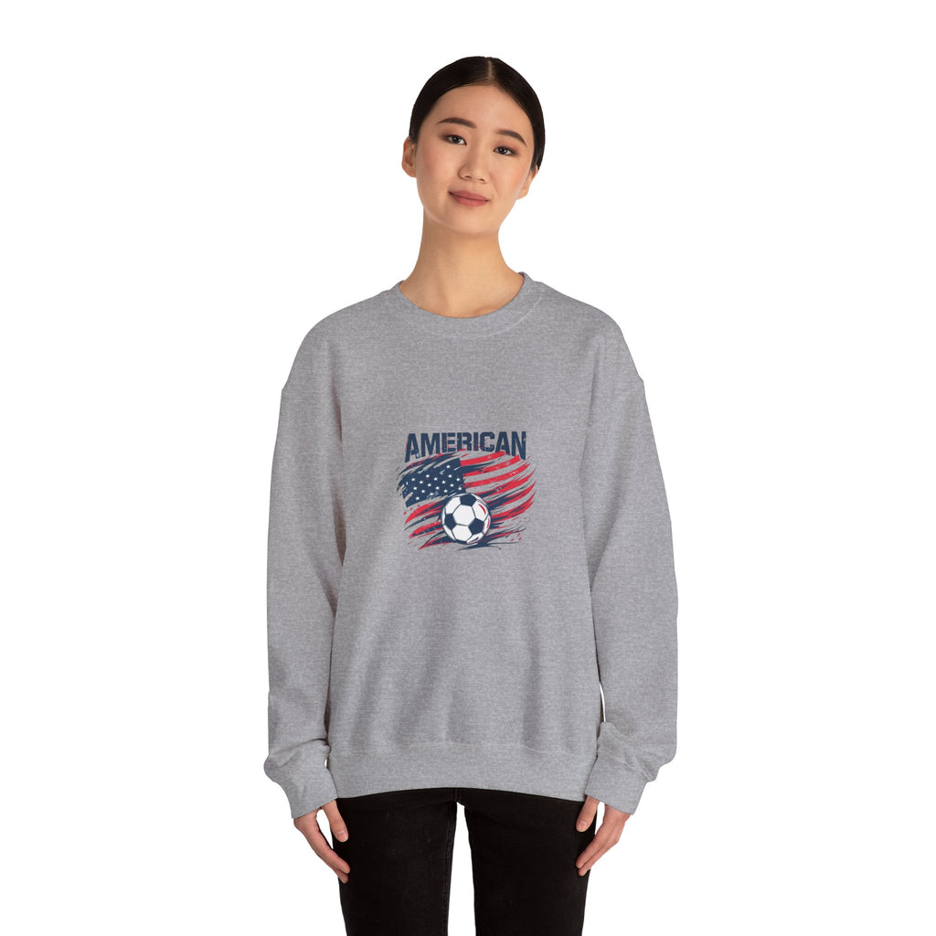 American Soccer Crewneck Sweatshirt — USA Flag & Soccer Ball Graphic