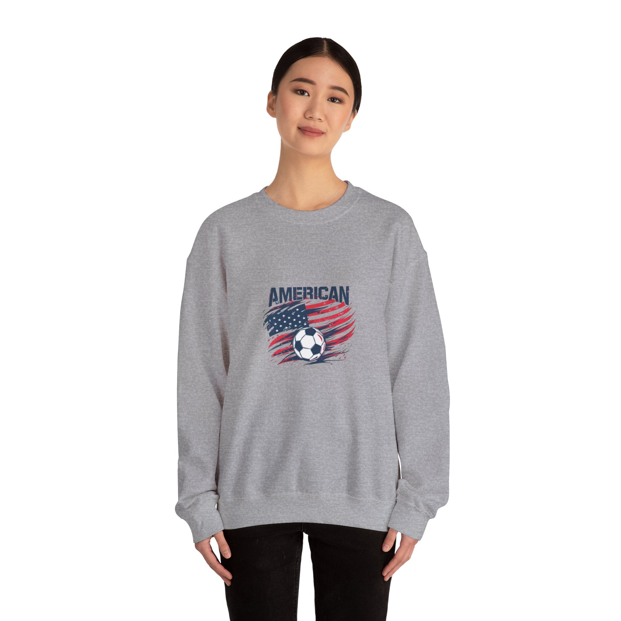 American Soccer Crewneck Sweatshirt — USA Flag & Soccer Ball Graphic