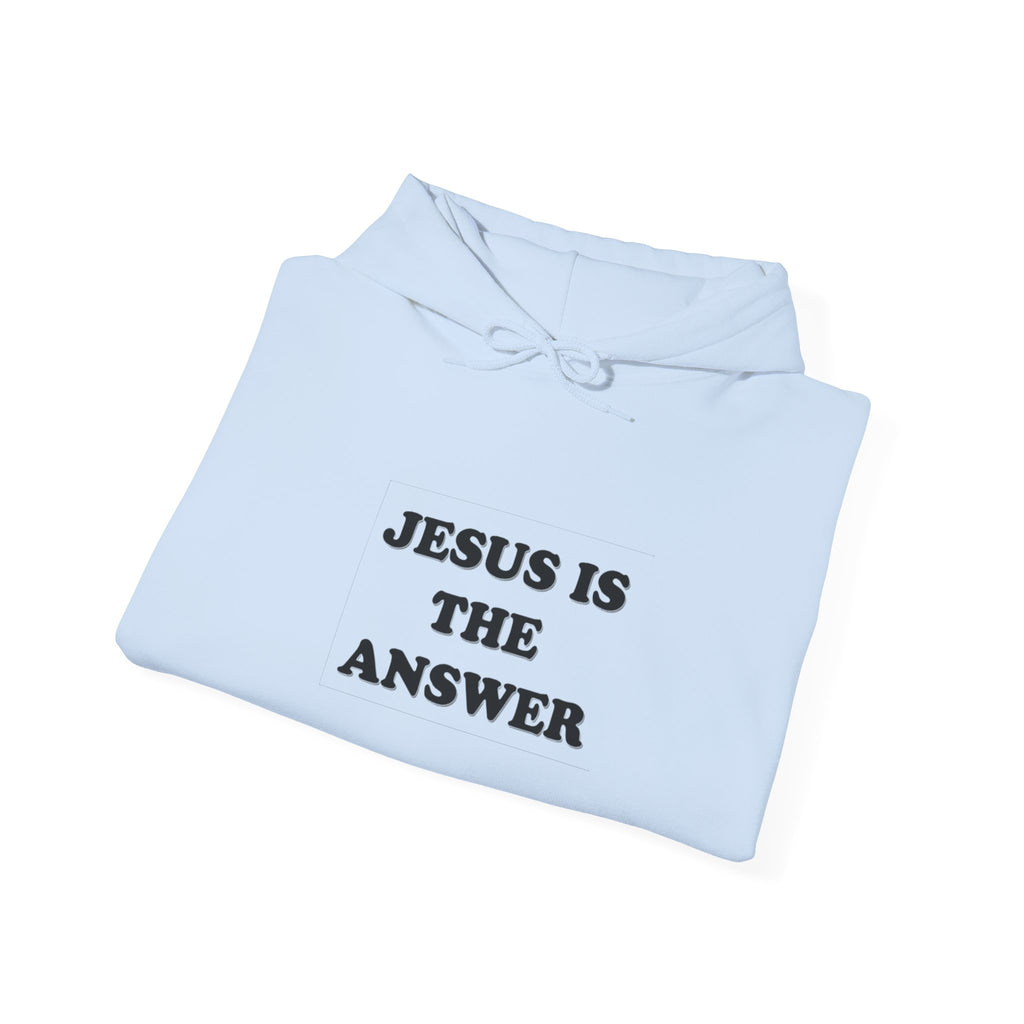 Jesus Is The Answer Hoodie - Unisex Heavy Blend Sweatshirt for Faith, Religious Gifts, Church Events, Comfortable Casual Wear