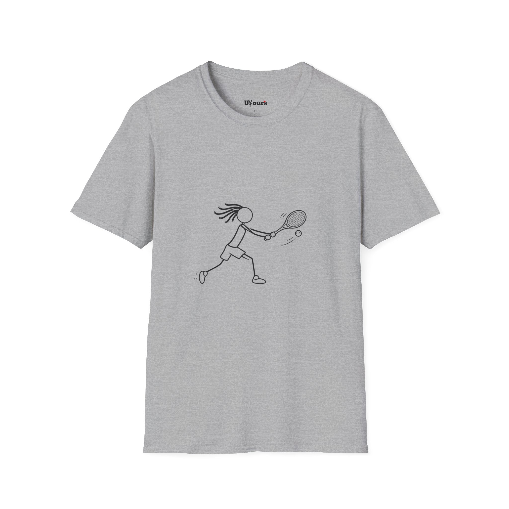 Stick Figure Girl Playing Tennis T-Shirt | Tennis Player Line Art