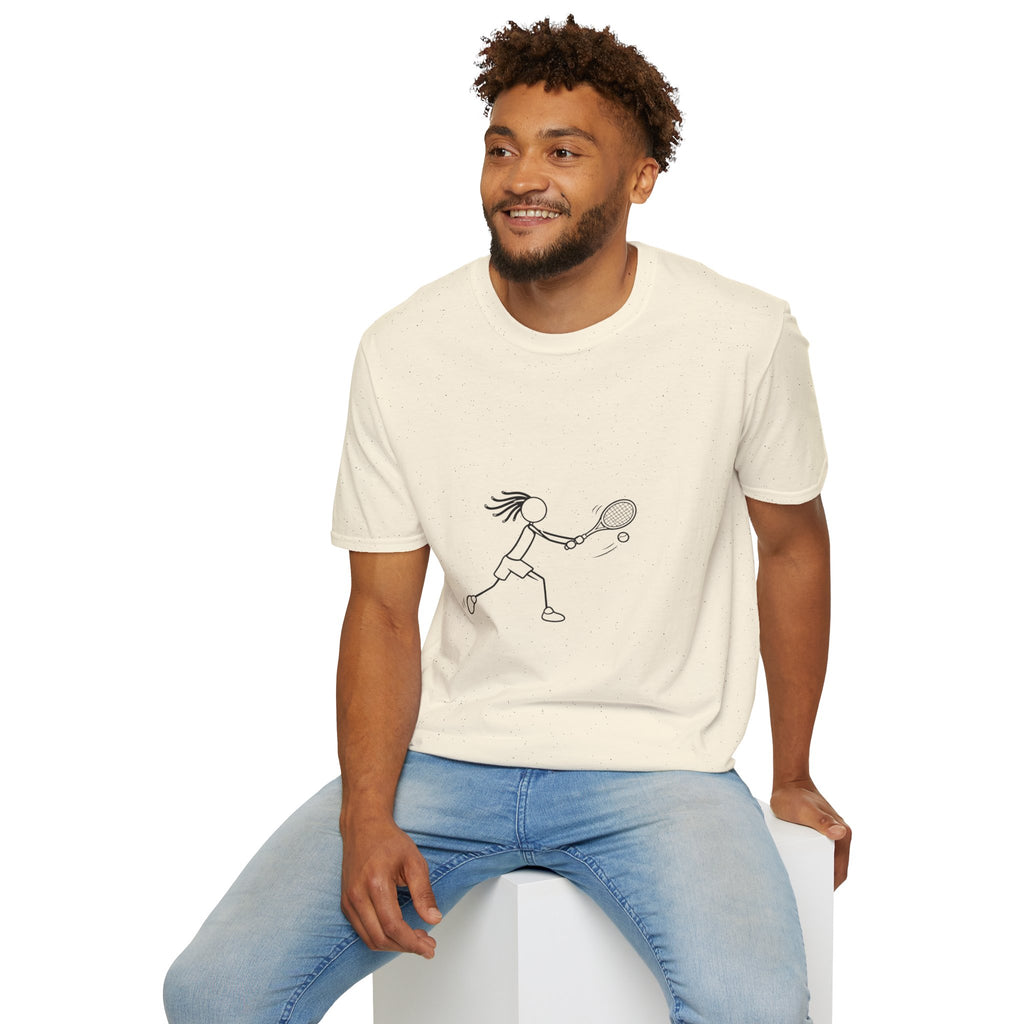 Stick Figure Girl Playing Tennis T-Shirt | Tennis Player Line Art