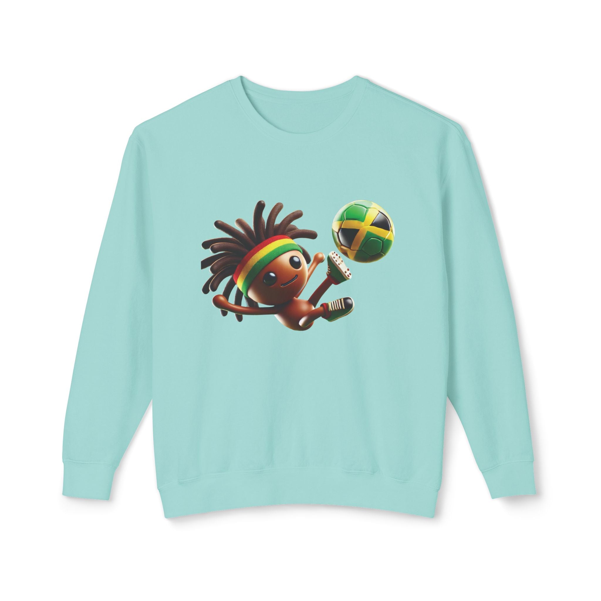 Unisex Lightweight Crewneck Sweatshirt Jamaica Soccer Dreadlocks