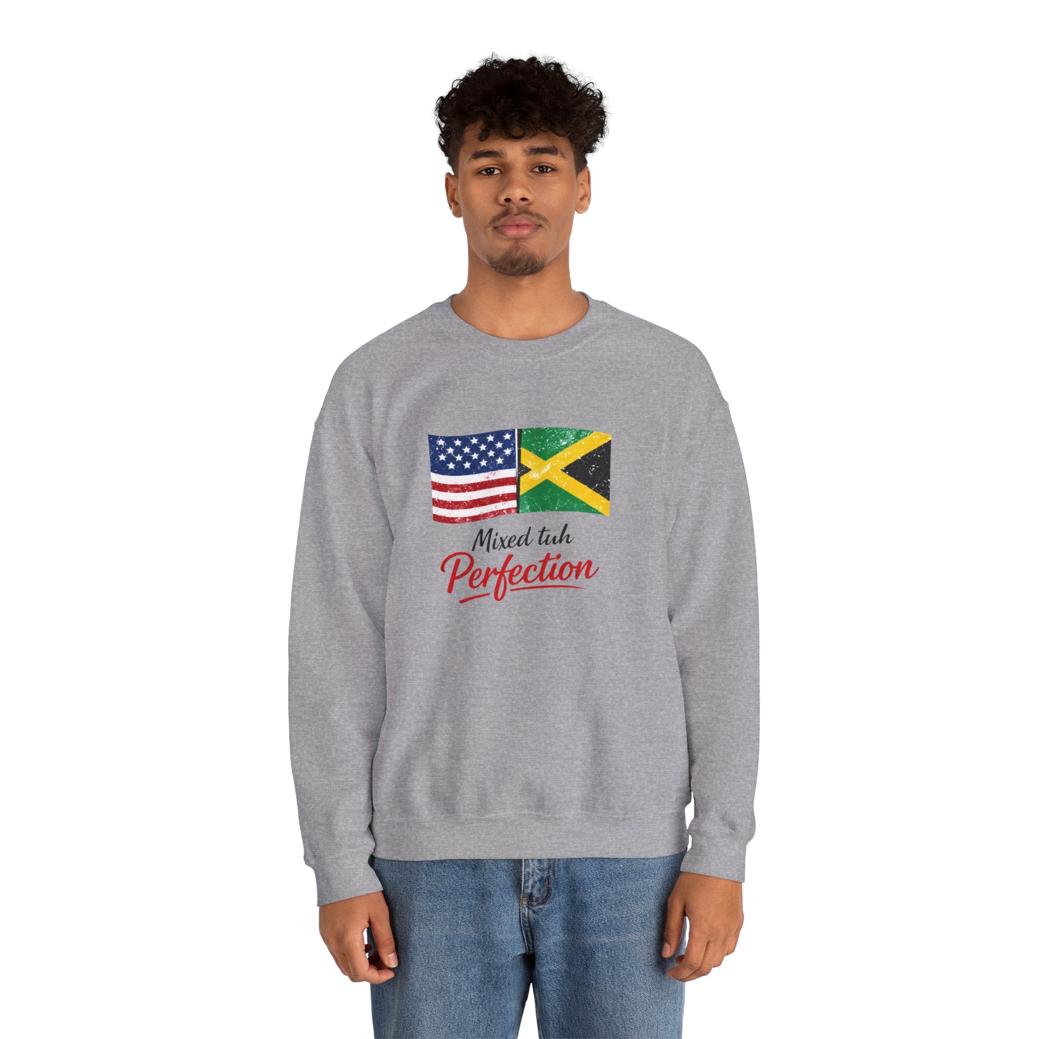 Mixed Tubh Perfection Sweatshirt — USA & Jamaica Flag Crewneck