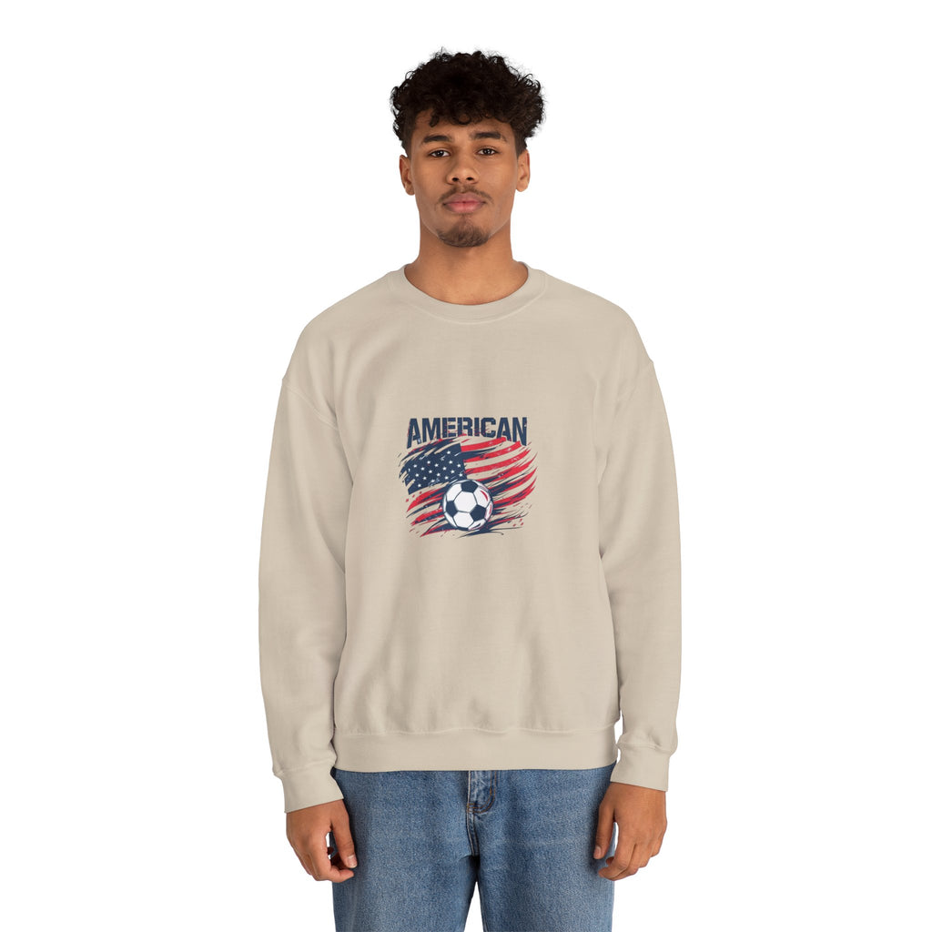 American Soccer Crewneck Sweatshirt — USA Flag & Soccer Ball Graphic