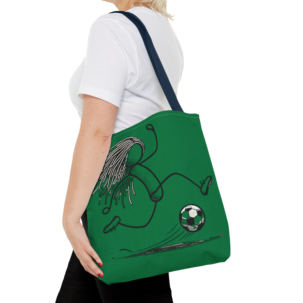 Soccer Girl Tote Bag – Green All-Over Print Sports Tote