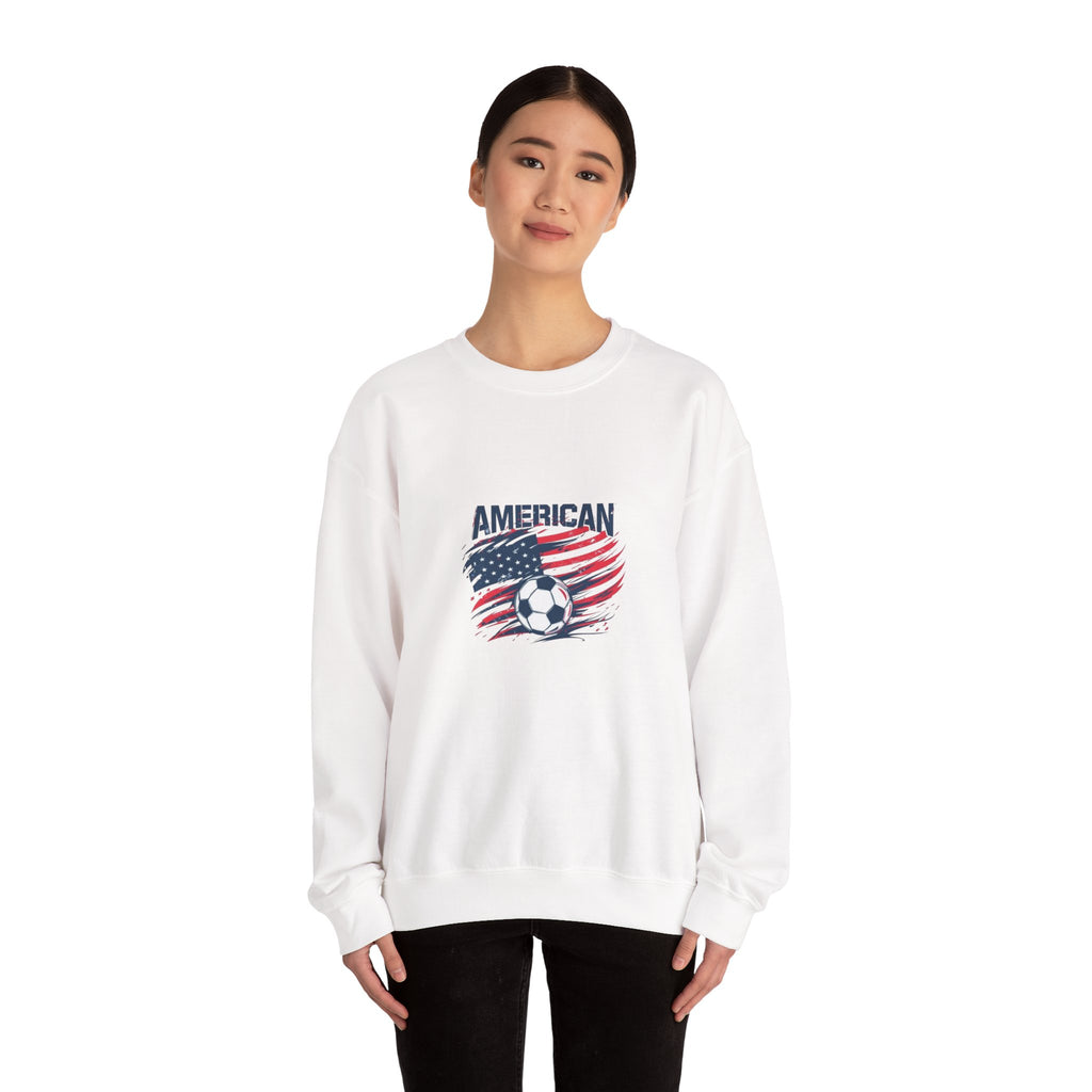 American Soccer Crewneck Sweatshirt — USA Flag & Soccer Ball Graphic