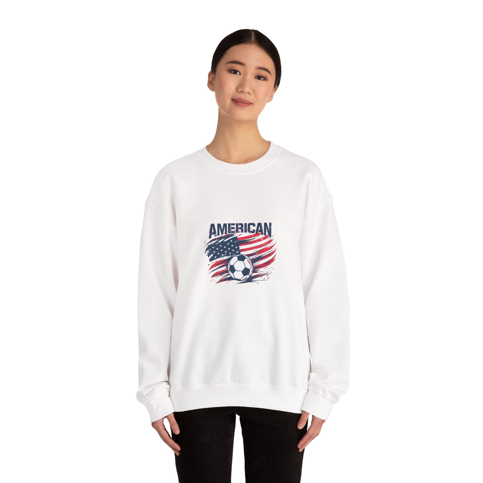American Soccer Crewneck Sweatshirt — USA Flag & Soccer Ball Graphic