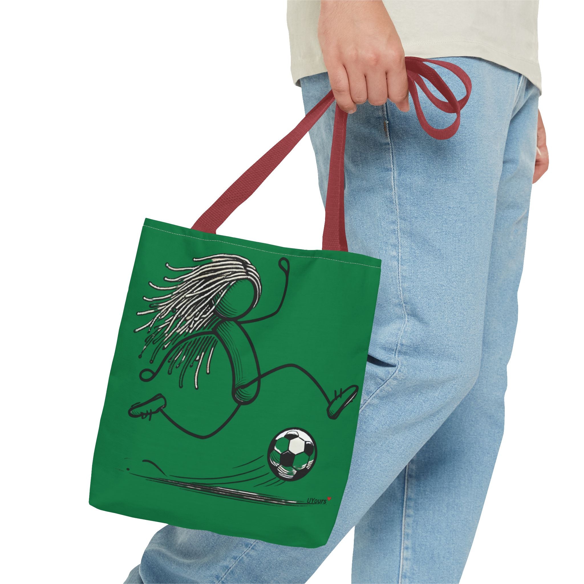 Soccer Girl Tote Bag – Green All-Over Print Sports Tote